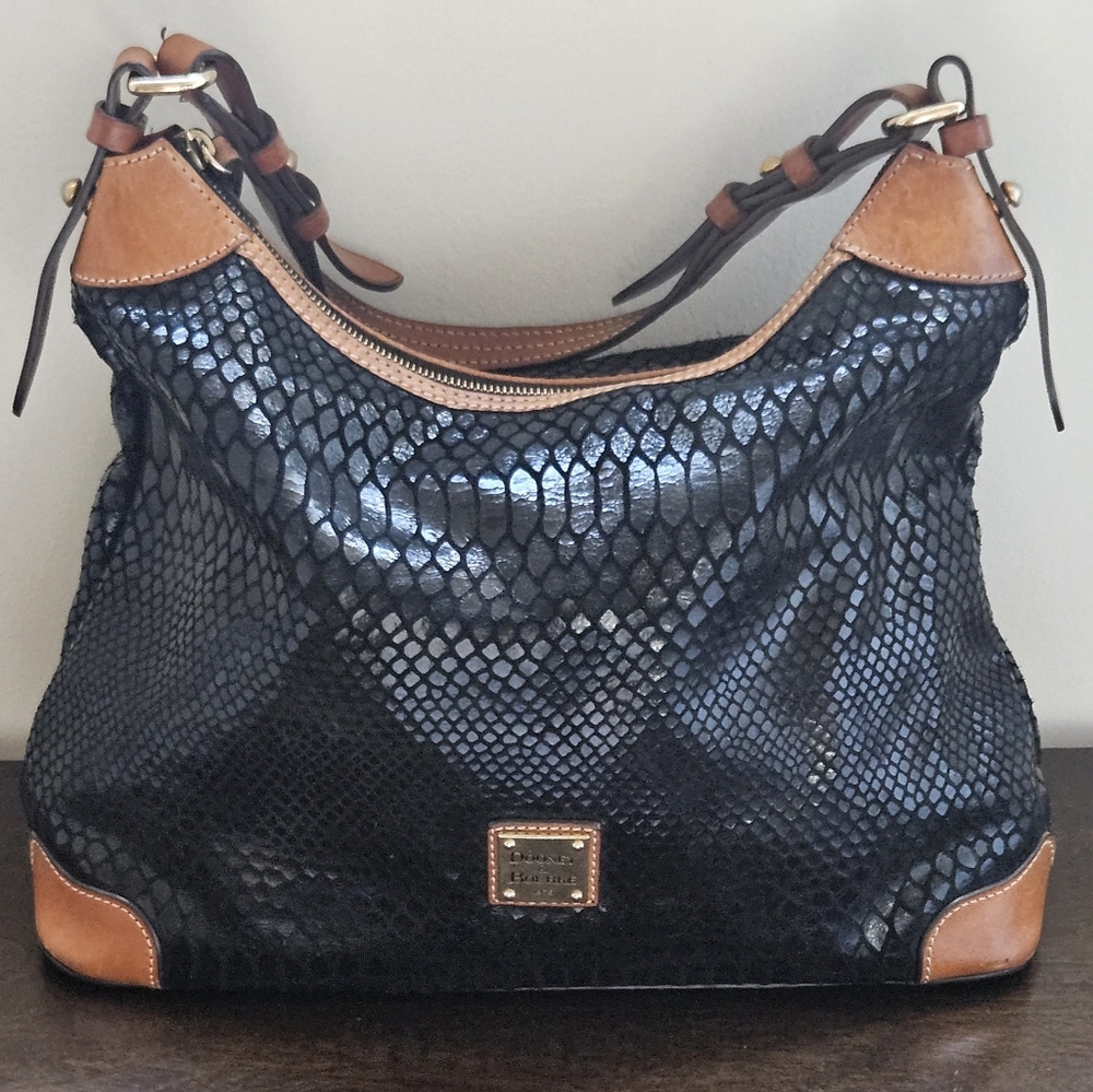 Dooney & Bourke Black and Brown Textured Hobo Bag